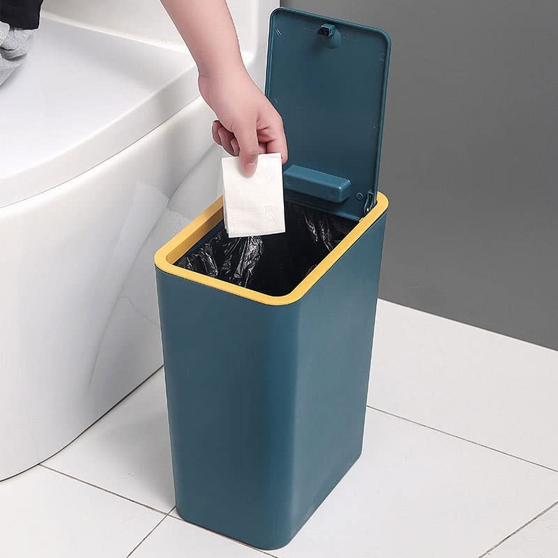 Lixo do banheiro Genigw lata de casa com tampa de cozinha de cozinha da imprensa da prensa de banheiro da sala de estar lixo retangular