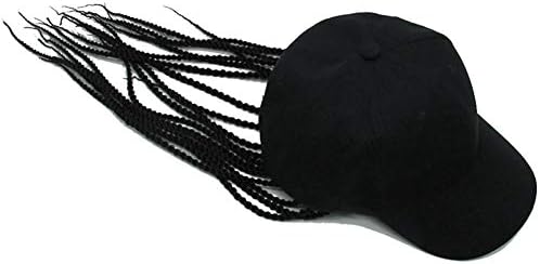 Lerben Mens peruca pico de chapéu de beisebol ajustável com longas tranças pretas