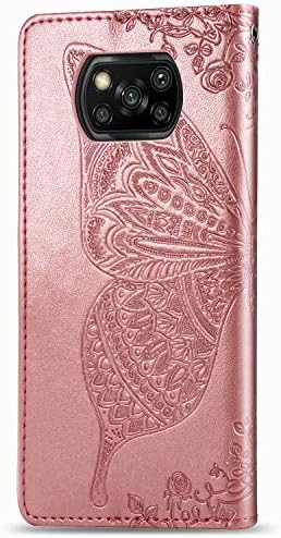 Lemaxelers xiaomi poco x3 nfc capa bling diamante diamante borboleta em êmbolo de carteira de couro pu PU