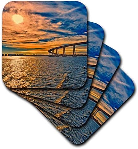 3d Rose USA - CA - San Diego -Coronado Bay Bridge Soft Coasters, Multicolor