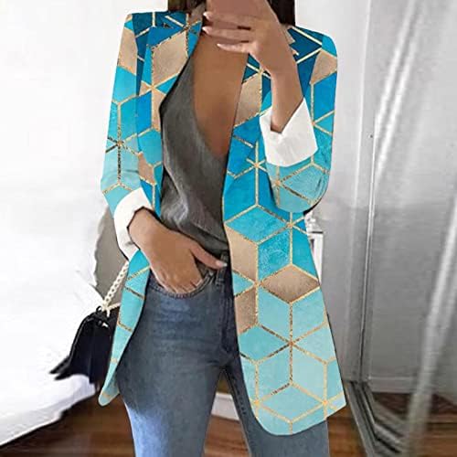 Cardigã impresso feminino Terno formal de manga longa lapela de jaqueta de negócios casacos de casaco de escritório de