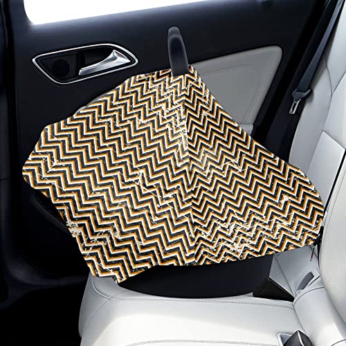 Capas de assento de carro para bebês grunge chevron preto branco laranja em zigue -zague de enfermagem tampa de carrinho de