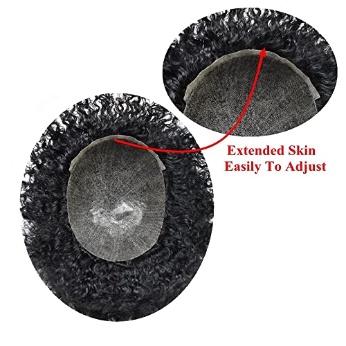 Afro Curl Toupee for Black Men Hair Pieces Afro -American American Toupee Afro Afro Sistema de substituição de cabelo humano curly