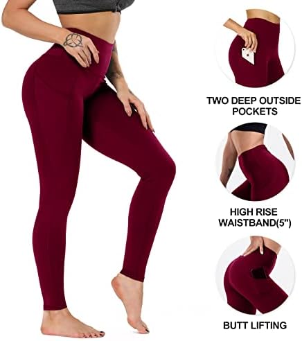 Leggings de HltPro com bolsos para mulheres - Capri High Wistummy Control Workout Workout Pants