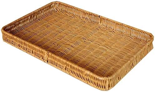 YZJSSL Bamboo Rattan, tecido de armazenamento de frutas cesta de cesta de cesta retangular casa sala de estar de cozinha
