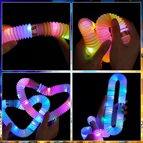 Mikulala Glow Party Favors 48 PCs Glow Sticks 24pcs Pop Tube 24pcs Light Up Rings Goodie Bag Sofre Great Greats for Kids Birthday