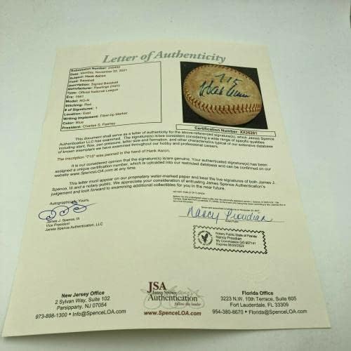 Rare Hank Aaron 715 HR Assinado o jogo da liga nacional vintage usou beisebol JSA COA - MLB Game autografado usado Baseballs