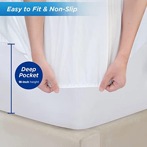 Protetor de colchão impermeável protetor de algodão orgânico hipoalergênico capa de colchão respirável, bolso profundo,