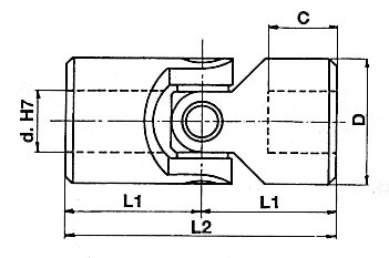 S50x95x14 Métrica Amétrica única junta universal, padrão DIN 808, mm de diâmetro externo, 190 mm de comprimento, diâmetro