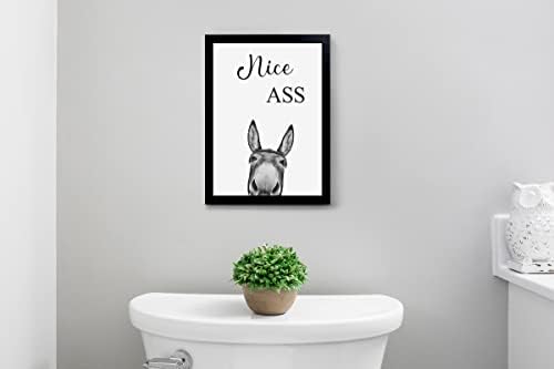 Donkey Animal Prints Decoração da sala de higiene - citações de citações de banheiro, banheiro engraçado decoração de banheiro