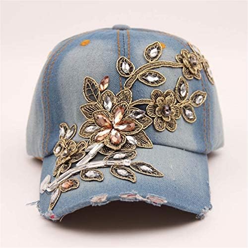 ANDONGNYWELL FLOR BLING SHINESTONE HAT DIAVIDADE DELIMENTAÇÃO BASEBOL AJUSTÁVEL BASEBOL GOLF GOLF SOL CHAPS JEANS HIP-HOP CHAPAS