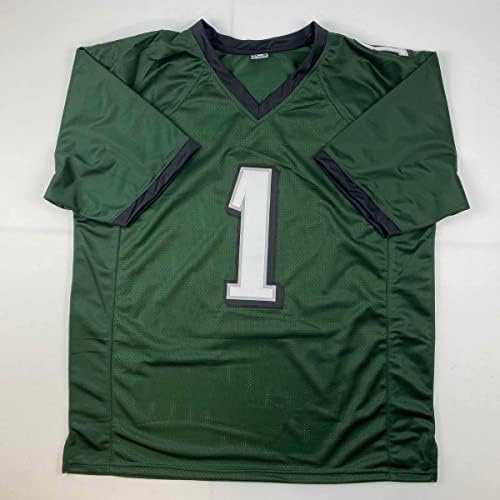 Jalen Autografado/Assinado Jalen Hurts 1 Philadelphia Green Football Jersey JSA COA