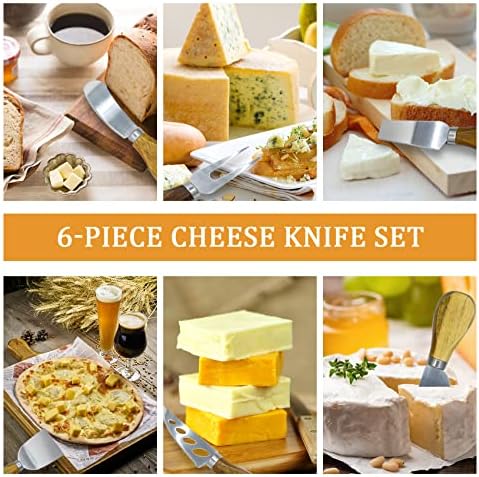 Conjunto de facas de queijo de aço inoxidável de 6 peças, facas de queijo aço inoxidável completo de aço de aço de aço de