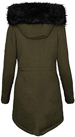 Topunder Casacos de inverno para mulheres coloras de cor sólida manga longa com capuzes com capuzes de tamanho grande botão com zíper