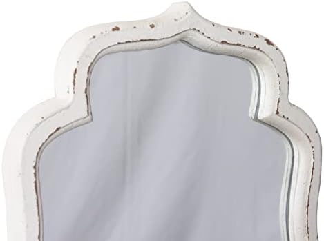 Espelho de parede recortado vintage decorativo de 16 x 12, pendurado espelhos brancos de banheiro branco angustiado para vaidade, madeira