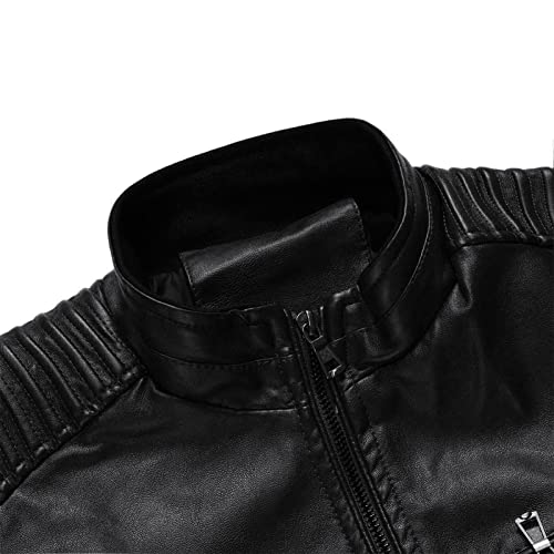 Jaqueta de camisa de casca de couro falsa masculina Stand Stand Collar PU Leather Jackets