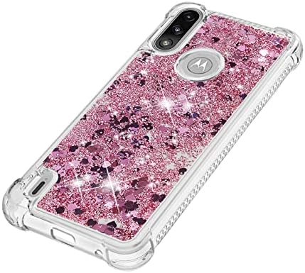 Capa traseira Case de glitter compatível com moto e7 caixa de energia compatível com mulheres meninas brilho feminino