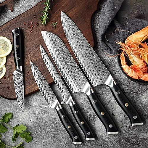 Conjuntos de faca, 5pcs Damasco Chef Knife Set VG10 Profissional Kitchen Kitchen Cleaver Foilding Tool Plum Rivet G10