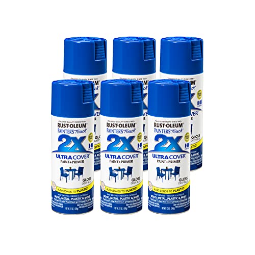 Rust-Oleum 249114-6pk Painter's Touch 2x Ultra Cover Pintura de spray, 12 oz, azul profundo, 6 pacote e 2081830-6pk paradas