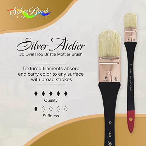 Silver Brush Limited 5403-30 Atelier de prata Oval porco Muttle Mottler Brush, tamanho 30, alça extra longa