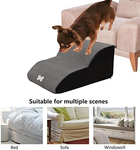 2 escadas de espuma de animais de estimação, rampa de cachorro muito larga e profunda para sofá, escada de cão de espuma
