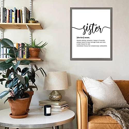 20x16in Wood emoldurado sinal com a definição engraçada de substantivo da irmã Chic Style Greet Frame de madeira Placa