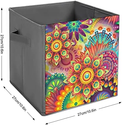 Nudquio Psychedelic Dobling Storage Bins Caixas colapsíveis Cubo de tecido Organizador simples com alças para casas