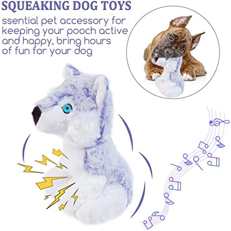 T'Chaque fofinho de cachorro macio brinquedo com os melhores suprimentos de animais de estimação para mastigar brinquedos de cães de cães reduzem o tédio um presente ideal para raça pequena e média, lobo azul