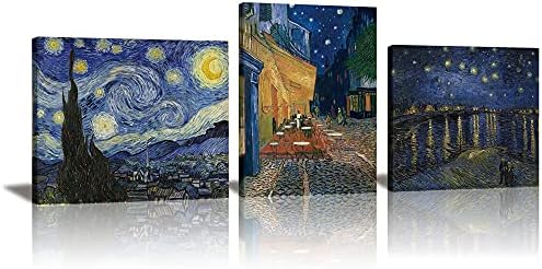 Conjunto de arte de parede sinsoledad, Trilogia de Starry Nights por Van Gogh, The Starry Night 1889, Starry Night