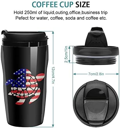 American Flag Sea Turtle Sea Travel Caneca Caneca Caneca Tumbler Com tampa de plástico copo de parede dupla para trabalho