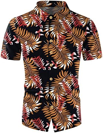 Camisas havaianas de Ubst Mens, verão de manga curta Tropical Botão de impressão para baixo