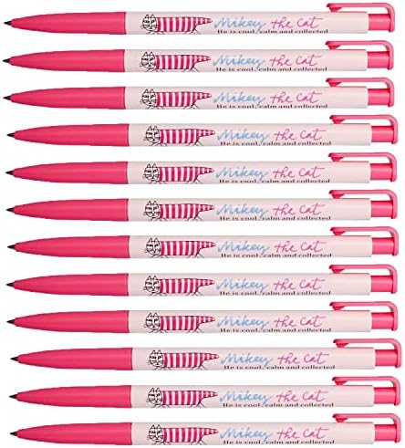 Xeno 0,5mm Slim Ballpons caneta Mikey, o gato calmo e calmo, com uma cor 12pcs