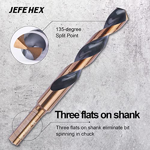 Jefe Hex 12 PCs 5/16 polegadas de alta velocidade de aço com hastes de 3 flat, preto e dourado acabado, broca de torção de comprimento de jobber, ponto de divisão de 135 graus