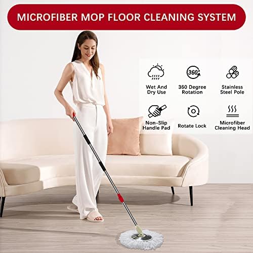 MOP de piso de madeira para limpeza do piso, Microfibra de piso Tsmina MOP seco úmido, madeiras domésticas comerciais