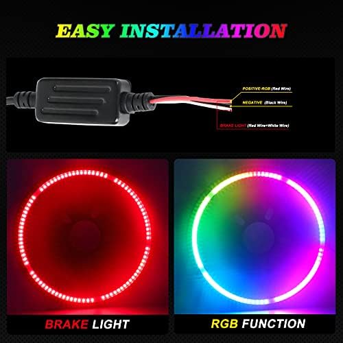 Realove rgb pneu sobressalente Luzes traseiras da roda traseira compatível com Jeep Wrangler JK JKU 2007-2018, 2018-2020 JL JLU 3ª Terceira luz de freio com controlador remoto sem fio