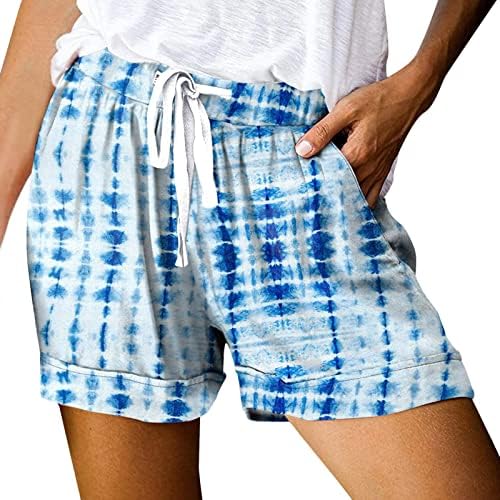 Shorts de malha mulheres senhoras casuais shorts de cordão de verão shorts elástico shorts bolsos