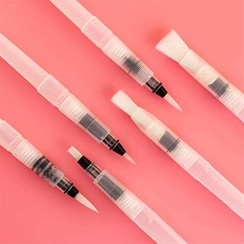 Sdgh 6 pcs de ponta plana/fina escovas de água recarregável canetas de pincel de cor de água conjunta para pintura de aquarela