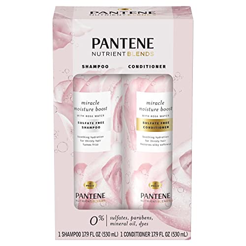 Shampoo de água de rosas Pantene + Condicionador, 17,9 onça fluida