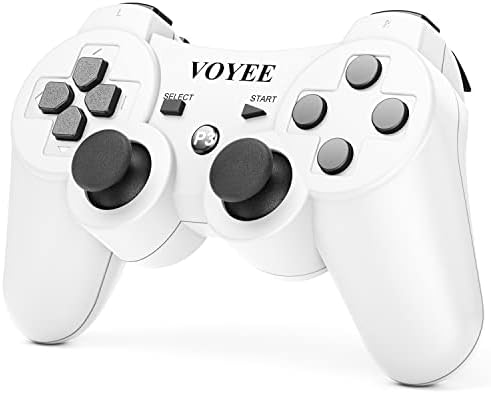 Controlador sem fio voyee compatível com o controlador PlayStation 3 ps-3 com joystick/controle de bateria/movimento recarregado/choque duplo recarregado/choque duplo