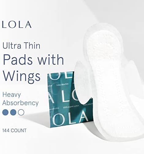 Algodão orgânico Lola - almofada ultra fina com asas, algodão orgânico para mulheres, HSA FSA aprovou produtos femininos, pesado