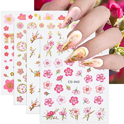 Cherry Blossom Uil Art Stick Decal de unhas Supplies de unhas 3D Sakura Auto-adesivo adesivo de unhas Cherry Blossom Design unha