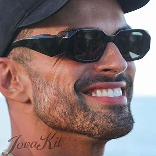 Jovakit Trendy grossa grossa de óculos de sol retangulares para homens, moda pequenos óculos de sol quadrado UV400 Sunnies