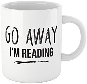 Amantes de livros lendo caneca, bw citação- vai embora, estou lendo caneca - presentes de leitoras, caneca de café bookish engraçado,