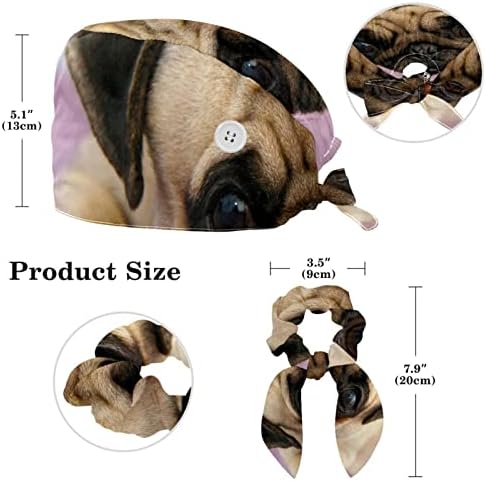 Cap de trabalho ajustável do YOYOAMOY com Button Cotton Band Funny Pug Dog Seja um boné de cirurgião unicórnio para