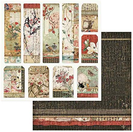 Folhas de papel KFT internacionais de Stamperia - Oriental Garden, 30,5 x 30,5, multicolorido