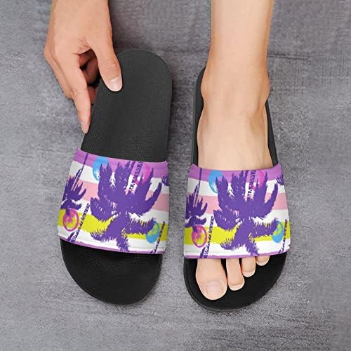 Palmeiras roxas sandálias domésticas não deslizam chinelos de dedo do pé para massagem banho de chuveiro