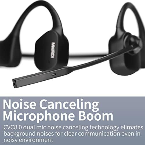 Fone de ouvido de condução óssea mairdi com boom de microfones, com dongle USB, fone de ouvido Bluetooth Open Ear com