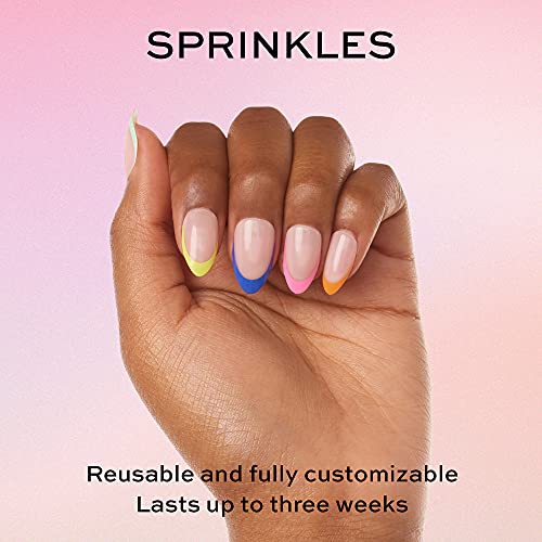 Glamnetic Sprinkles Pressione as unhas e escova na cola de unhas | Rainbow French Dip Unhas | MEGRA FREE, APLICADOR DA