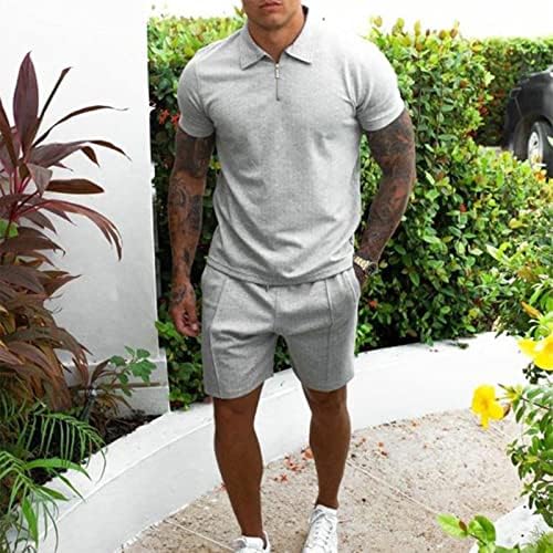 Camisas de treino para homens dois zíper colarinho de colarinho de colarinho shorts cenas de shorts