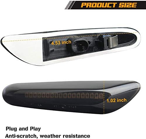Ruxifey LED Marcador lateral Luzes de sinal de giro Compatível com BMW E90 E91 E92 E93 E46 E53 X3 E83 X 1 E84 E81 E82 E87 E88